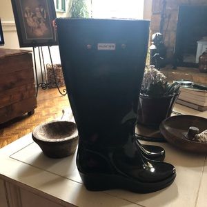 Hunter Rain Boots with Wedge Heel